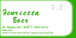 henrietta boer business card